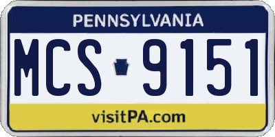 PA license plate MCS9151