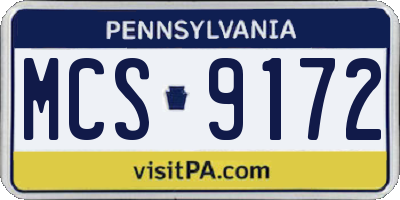 PA license plate MCS9172