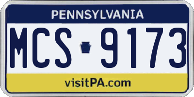 PA license plate MCS9173