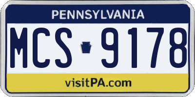 PA license plate MCS9178