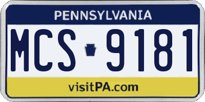 PA license plate MCS9181