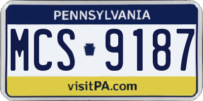 PA license plate MCS9187