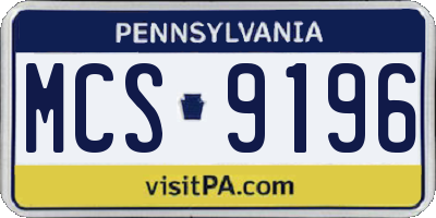 PA license plate MCS9196