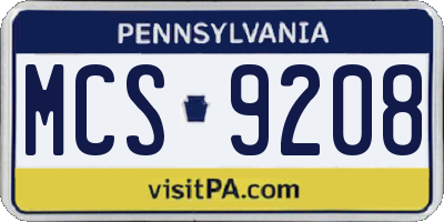 PA license plate MCS9208