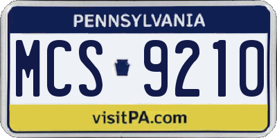 PA license plate MCS9210
