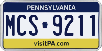 PA license plate MCS9211