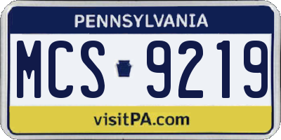PA license plate MCS9219