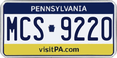 PA license plate MCS9220