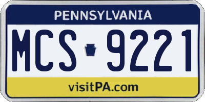 PA license plate MCS9221