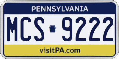 PA license plate MCS9222