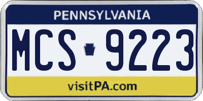 PA license plate MCS9223