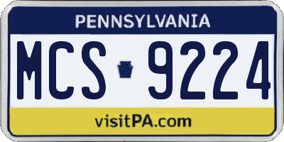 PA license plate MCS9224
