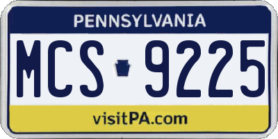 PA license plate MCS9225