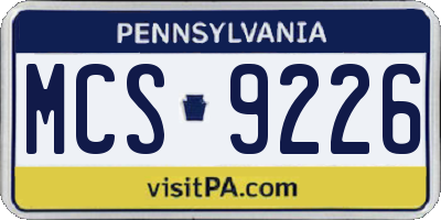 PA license plate MCS9226