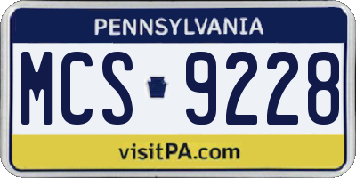 PA license plate MCS9228