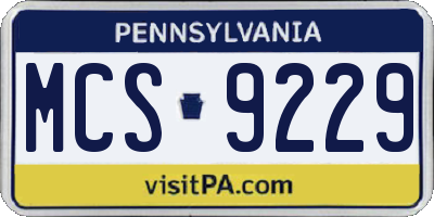 PA license plate MCS9229