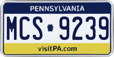 PA license plate MCS9239