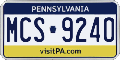 PA license plate MCS9240