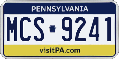 PA license plate MCS9241