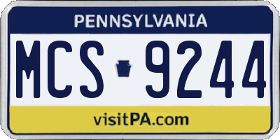 PA license plate MCS9244