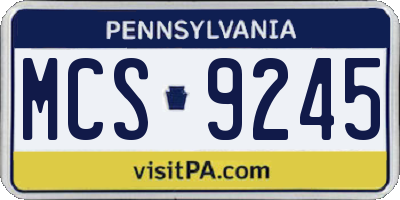 PA license plate MCS9245