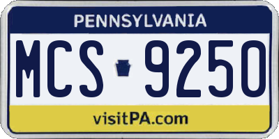 PA license plate MCS9250