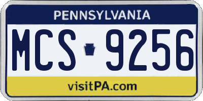 PA license plate MCS9256