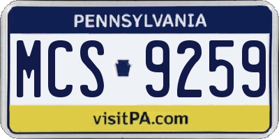 PA license plate MCS9259
