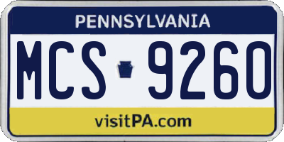 PA license plate MCS9260