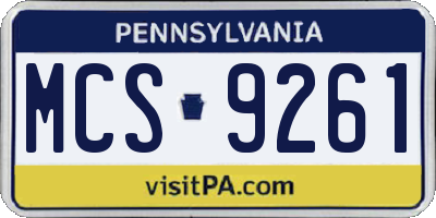 PA license plate MCS9261