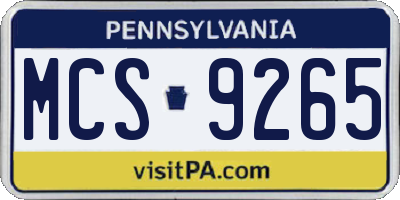 PA license plate MCS9265