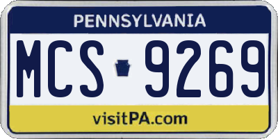 PA license plate MCS9269