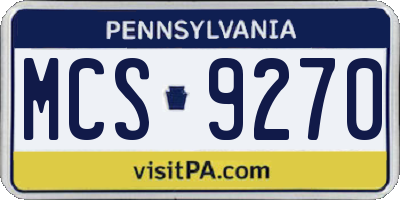 PA license plate MCS9270