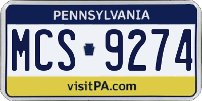 PA license plate MCS9274