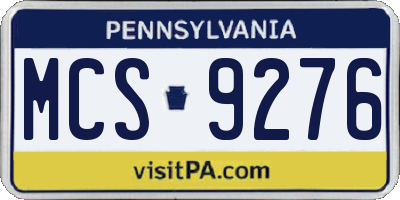 PA license plate MCS9276