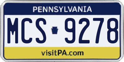 PA license plate MCS9278