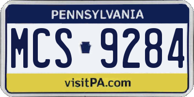 PA license plate MCS9284
