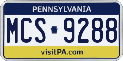 PA license plate MCS9288
