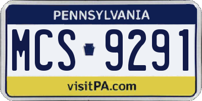 PA license plate MCS9291