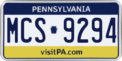 PA license plate MCS9294