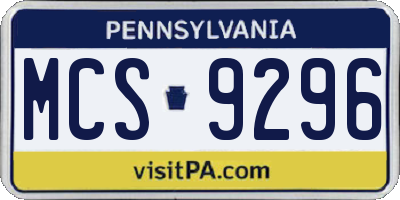 PA license plate MCS9296