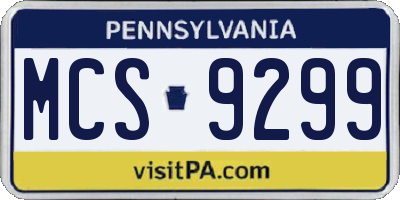 PA license plate MCS9299