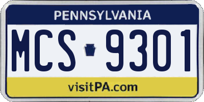 PA license plate MCS9301