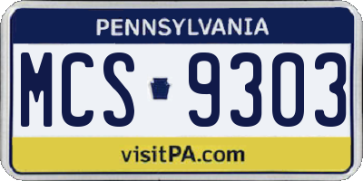 PA license plate MCS9303
