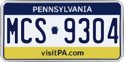 PA license plate MCS9304