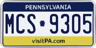PA license plate MCS9305