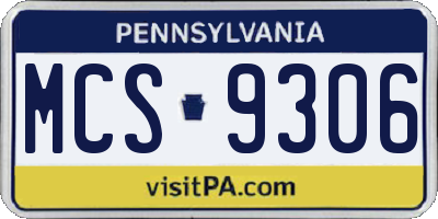 PA license plate MCS9306
