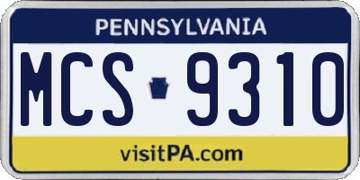 PA license plate MCS9310