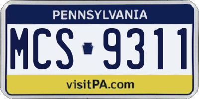 PA license plate MCS9311