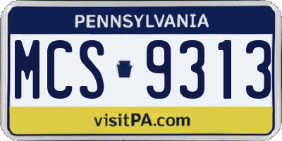 PA license plate MCS9313